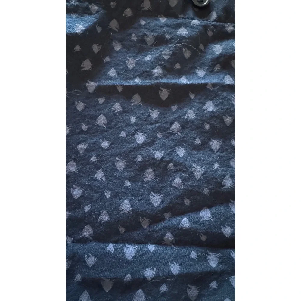 14th & Union Mens Large Navy Blue Micro Print Short Sleeve Button Down Shirt - Picture 4 of 5